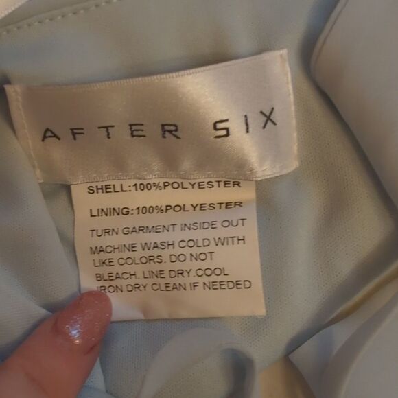 NWT After Six Maxi Dress Mist Blue Tie Back Leg Slit Size 10 - Picture 5 of 11